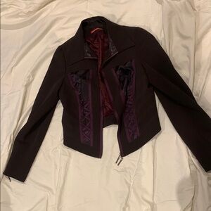 Cropped Purple Blazer with Notched Lapels